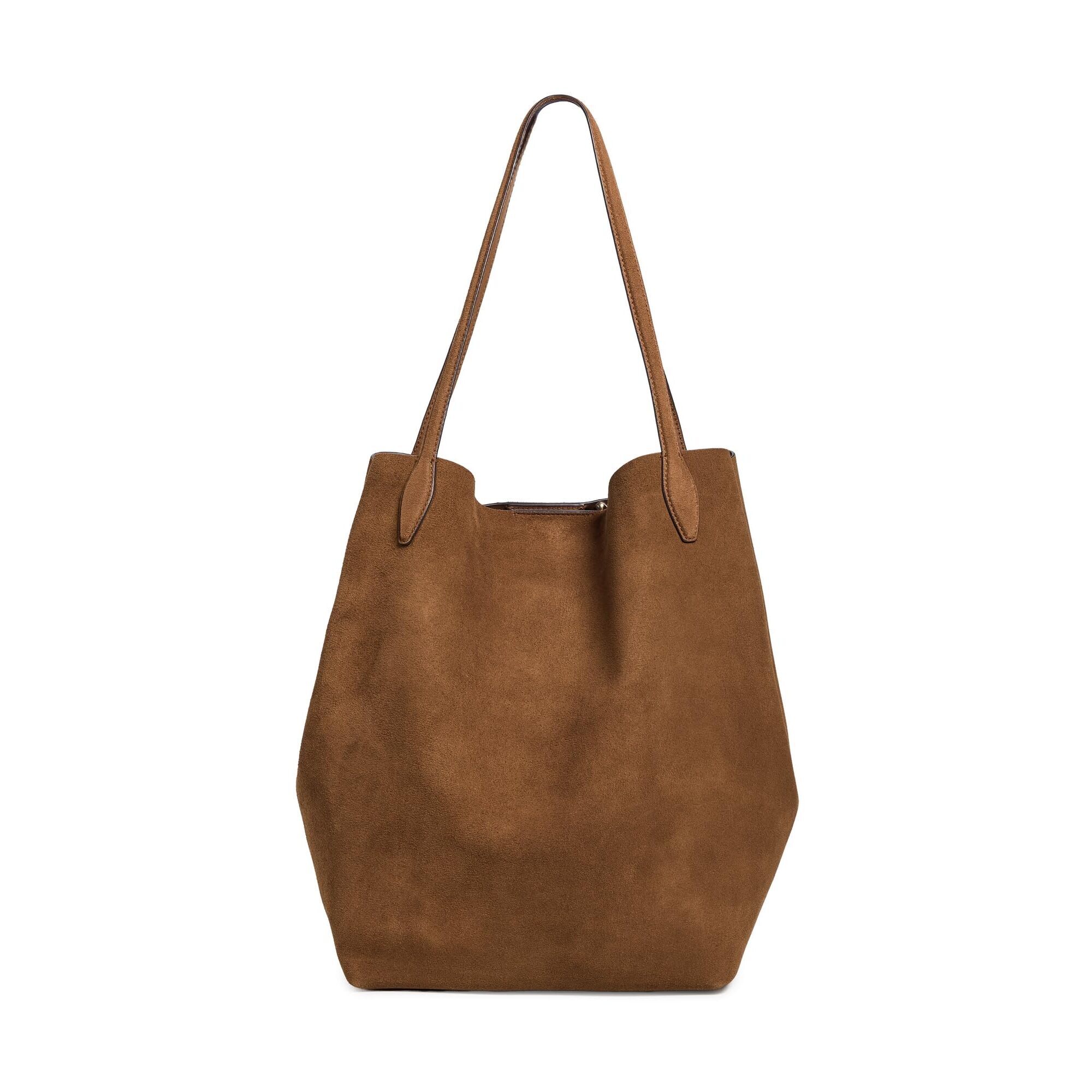 1440 The Oversized Shopper Tote In Suede, Dried Acorn, Brown, One Size